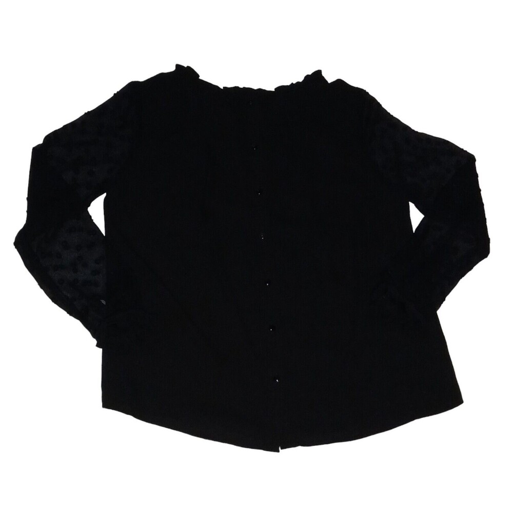 Anthropologie HD in Paris Women's Black Polka Dot Sheer Long Sleeve Size 10